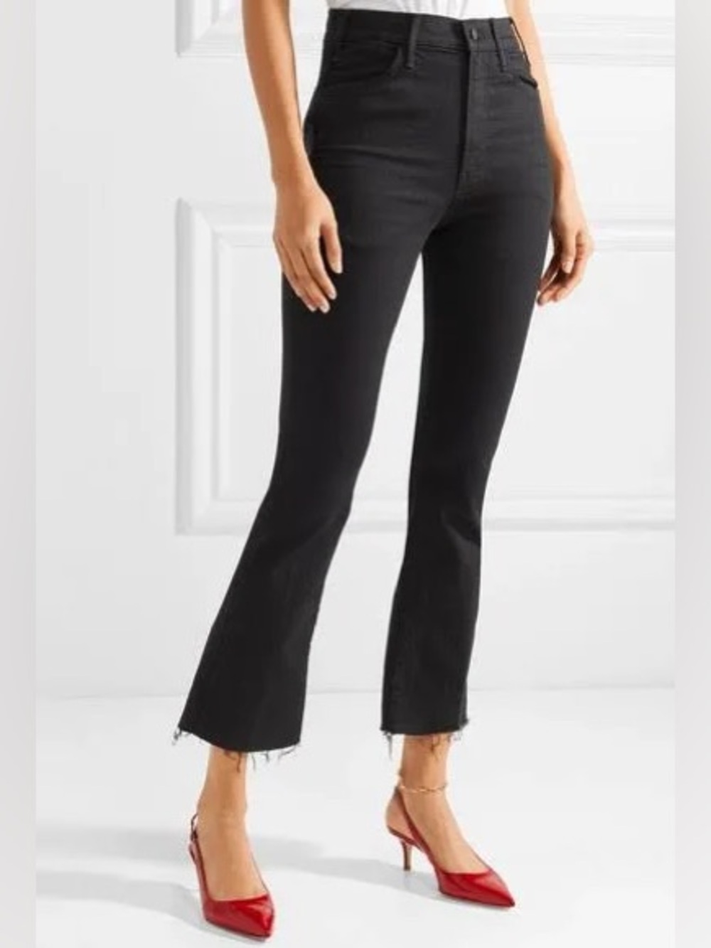 MOTHER -The Hustler Frayed-Hem Ankle Jeans